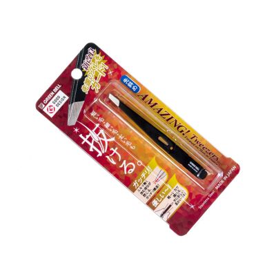 Пинцет профессиональный черный L 94 мм / 16 г Green Bell Япония