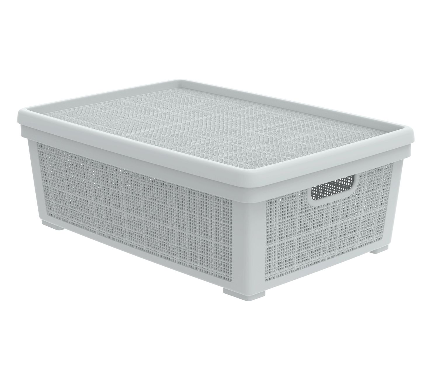 Плетёная корзина для хранения с крышкой «Лён» 35 л (568х400х203 мм) серый