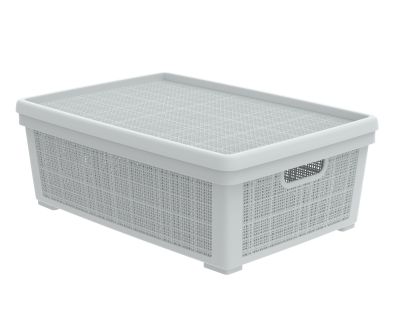 Плетёная корзина для хранения с крышкой «Лён» 35 л (568х400х203 мм) серый