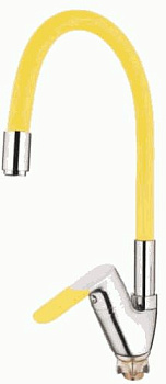 СМЕСИТЕЛЬ ДЛЯ КУХНИ LEDEME L4153-4, ГИБКИЙ ИЗЛИВ БОКОВОЙ, ЖЁЛТЫЙ