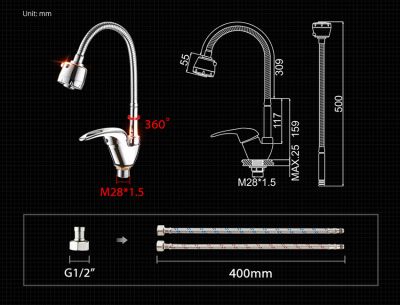 СМЕСИТЕЛЬ ДЛЯ КУХНИ LEDEME L4302-B ГИБКИЙ ИЗЛИВ