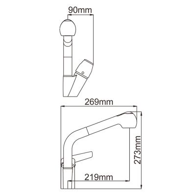 СМЕСИТЕЛЬ ДЛЯ КУХНИ LEDEME L6040, ЭКО-КАРТРИДЖ, С ВЫТЯЖНОЙ ЛЕЙКОЙ