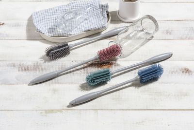 Силиконовая щетка для мытья бутылок широкая KF Pastel