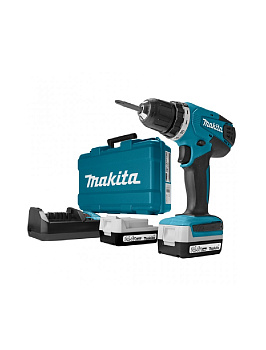 Дрель-шуруповерт аккумуляторная Makita DF347DWLE 14.4В, 2х1.5 Ач Li-ion, 30 Нм, 1400 об/мин, фонарь