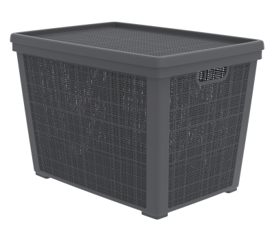 Плетёная корзина для хранения с крышкой «Лён» 65 л (568х400х391 мм) графит