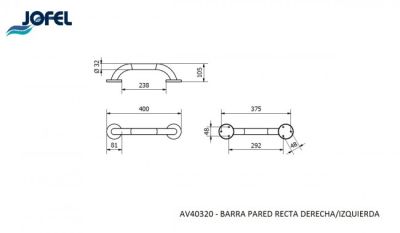 Поручень прямой настенный левый/правый Jofel AV40400
