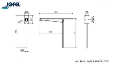 Поручень откидной с напольной опорой Jofel AV14830