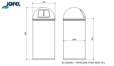 Ведро с крышкой-качелью Jofel PUSH AL72035SV 35л