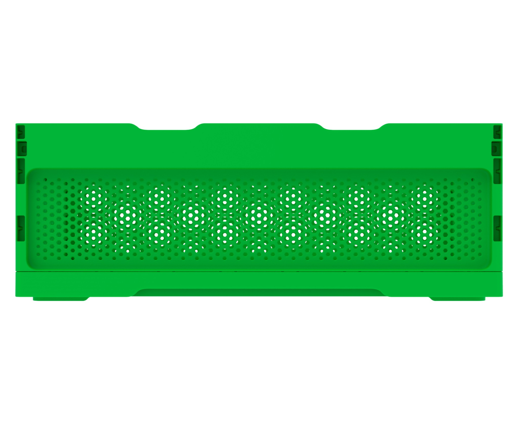 Ящик складной с перфорированными стенками и кнопками-фиксаторами АП 491 зеленый, комплект 7 штук