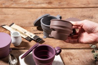 Силиконовая складная кружка с ручкой KF Pastel