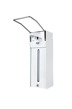 Локтевой дозатор металлический антивандальный HÖR-D-030A (с замком) белый