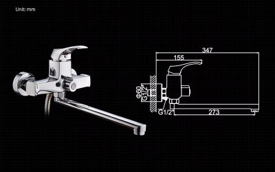 СМЕСИТЕЛЬ ДЛЯ ВАННЫ И ДУША LEDEME L2242 ДЛИННЫЙ ИЗЛИВ 