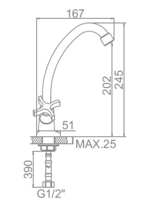 СМЕСИТЕЛЬ ДЛЯ УМЫВАЛЬНИКА LEDEME L1122-2 ЛИТОЙ ИЗЛИВ