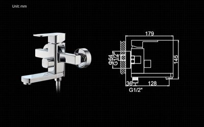 СМЕСИТЕЛЬ ДЛЯ ВАННЫ И ДУША LEDEME L3233 ИЗЛИВ 180 ММ