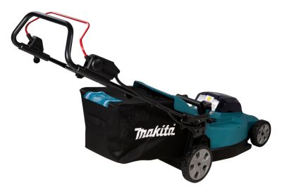 Газонокосилка аккумуляторная Makita DLM480CT2 LXT 2х18В, 860Вт, дека 48см, 62л, 4в1, XPT, (2xBL1850B, DC18SH)
