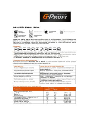 Моторное масло G-Energy G-Profi MSH 15W-40 20л