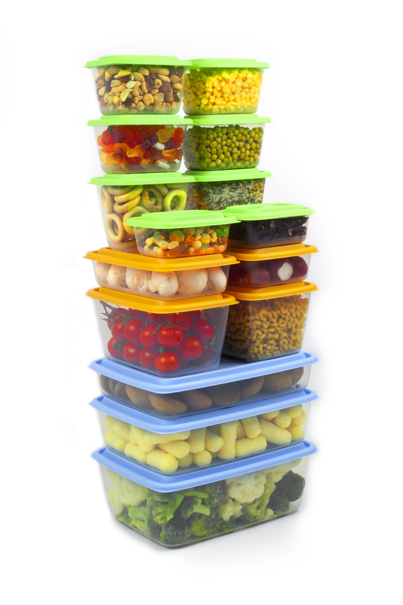 Набор контейнеров универсальных «Гурман» №6 (СВЧ/Заморозка) (0,31л - 2шт; 0,45л - 4шт; 0,56л - 2шт; 0,8л - 2шт; 1,5л - 2шт; 1,8л; 2,7л; 3,5л) (15 шт)