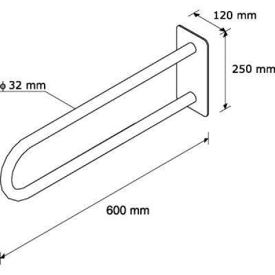 Поручень для инвалидов MERIDA TPC08 600 мм настенный (полированный)TPC08