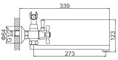 СМЕСИТЕЛЬ ДЛЯ ВАННЫ И ДУША LEDEME L2319, ДЛИННЫЙ ИЗЛИВ