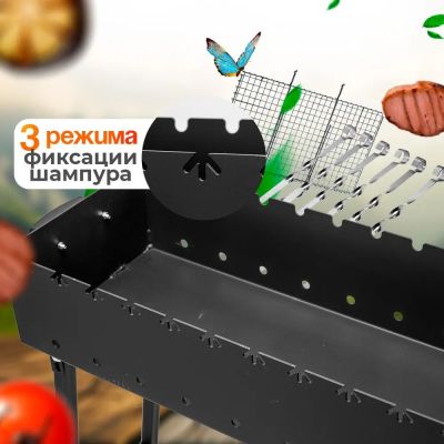 Мангал складной "Дымок" под 10 шампуров, 60х30х16,5 см, сталь 5 мм