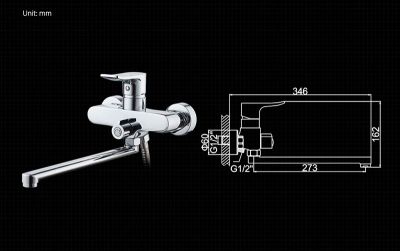 СМЕСИТЕЛЬ ДЛЯ ВАННЫ LEDEME L2234, ДЛИННЫЙ ИЗЛИВ