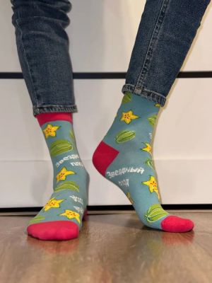 Носки хлопковые унисекс 10 пар с принтом фрукты, арт. 1240, разм. One size