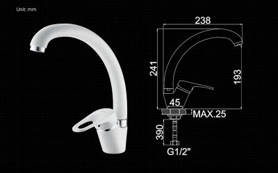 СМЕСИТЕЛЬ ДЛЯ КУХНИ LEDEME L5913H, ГРАНИТНЫЙ БЕЛЫЙ