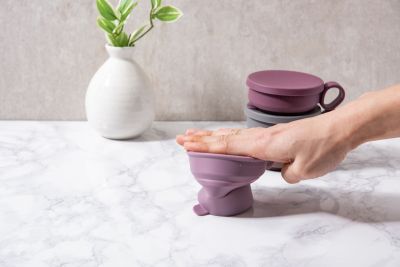 Силиконовая складная кружка с ручкой KF Pastel