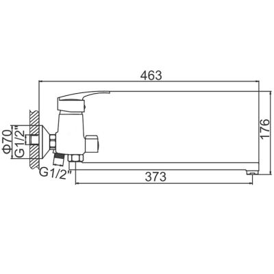 СМЕСИТЕЛЬ ДЛЯ ВАННЫ И ДУША LEDEME L2206, ДЛИННЫЙ ИЗЛИВ