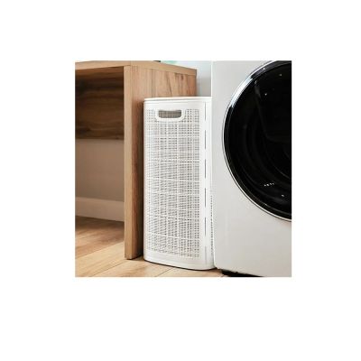 Плетёная корзина для белья сборная «Лён» 75 л (43х32.1х60 см) белый