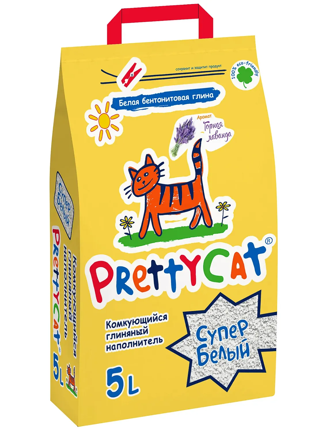 PrettyCat наполнитель комкующийся для кошачьих туалетов Cупер белый с ароматом лаванды 4,2 кг (5 л)