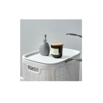 Плетёная корзина для белья сборная «Лён» 75 л (43х32.1х60 см) серый